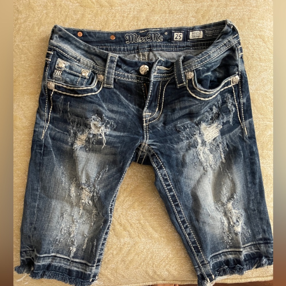 Miss Me denim shorts with bling back pockets